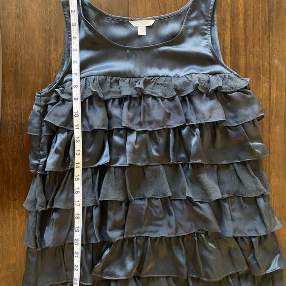 Garnet Hill Silk Black Ruffle Top Size 6 - Picture 7 of 7